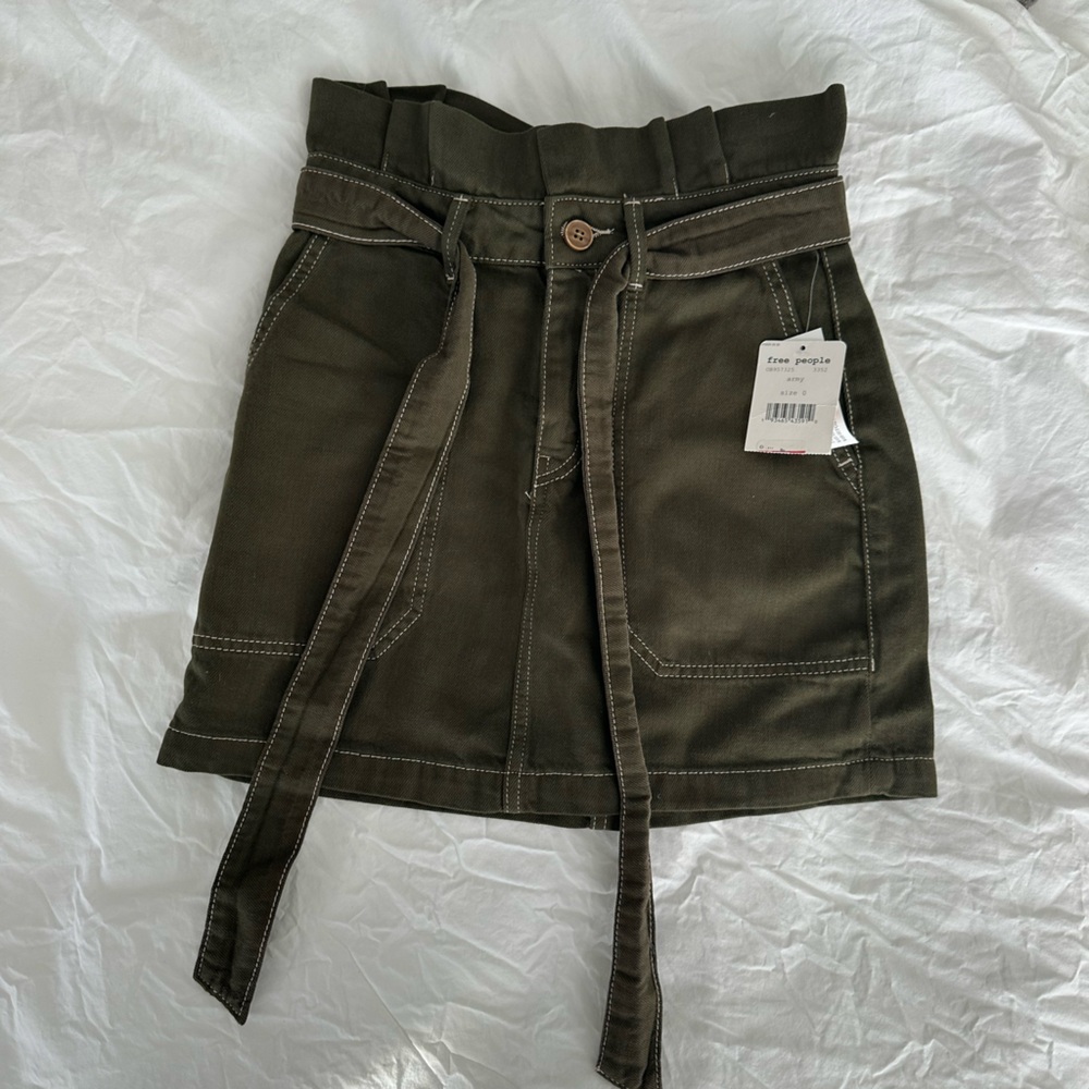 Free People Olive Belted Skirt